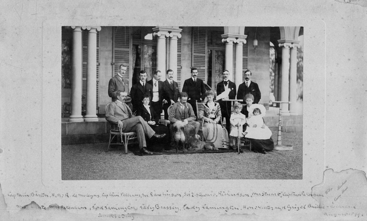 Lord and Lady Lamington, their children, and guests at Government House, Brisbane, 1899