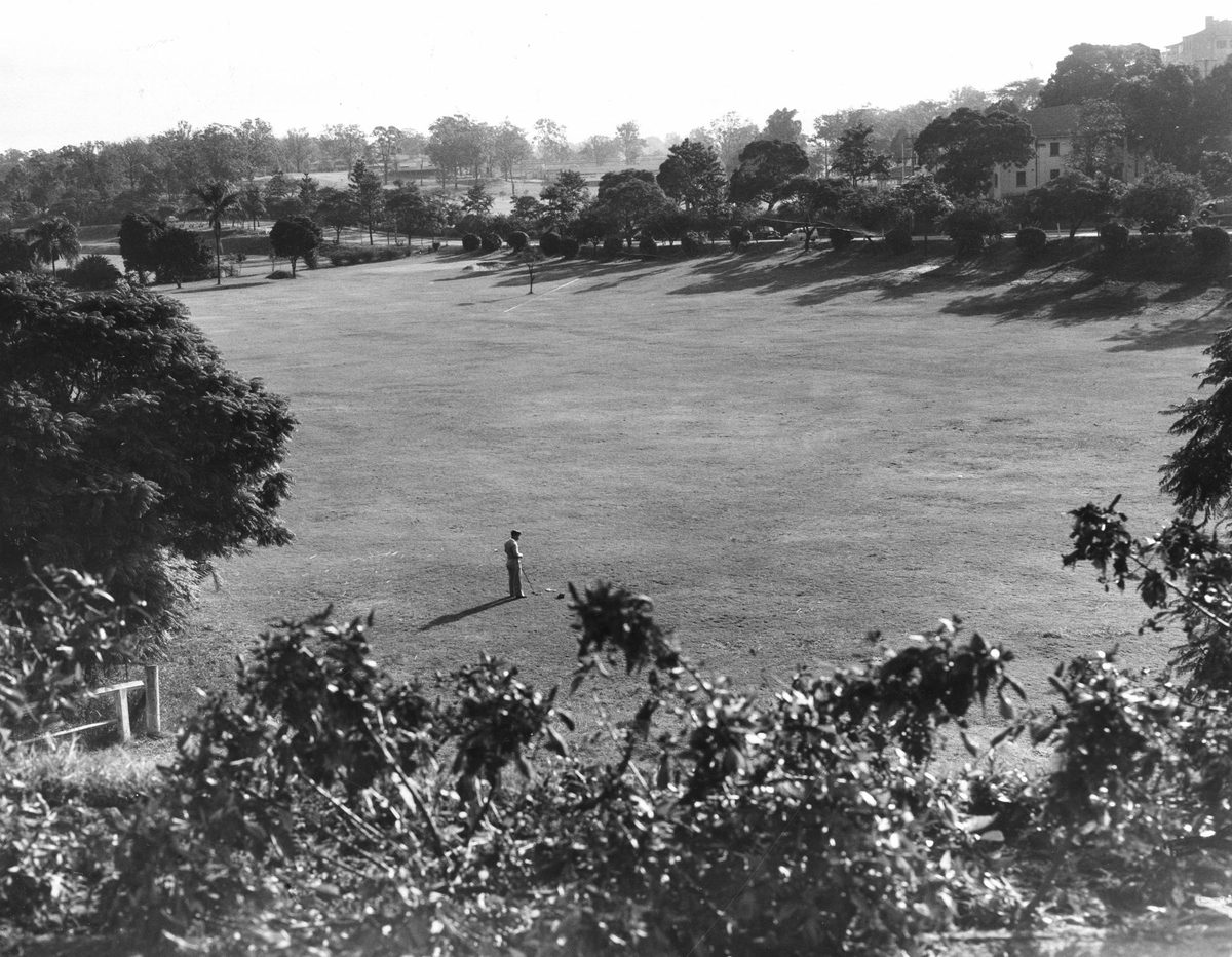 Lonely golfer at Victoria Park, Brisbane, 1954