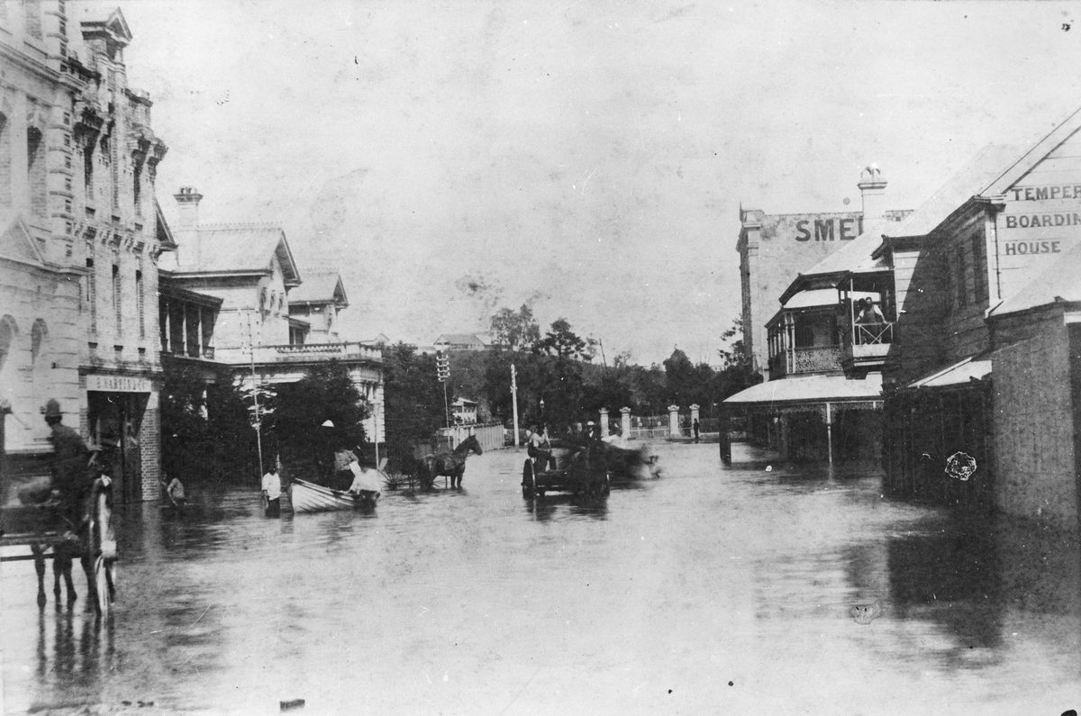 Floodwaters, Edward Street, Brisbane, 1890