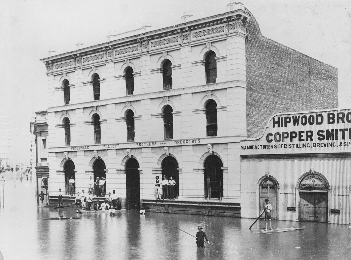 Eagle Street, Brisbane in flood, 1890