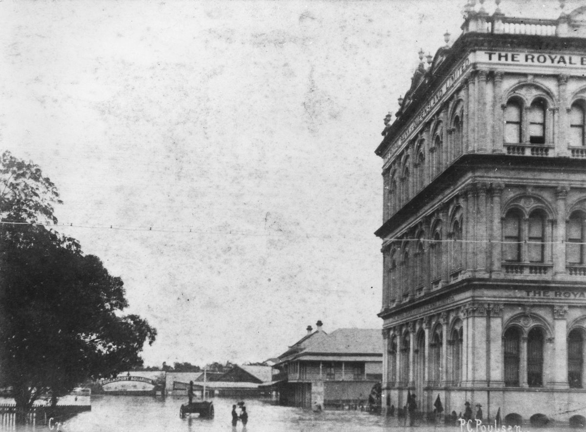 Brisbane city streets in flood, 1890