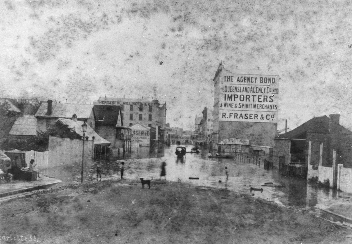 Charlotte Street, Brisbane, Queensland in flood, 1890