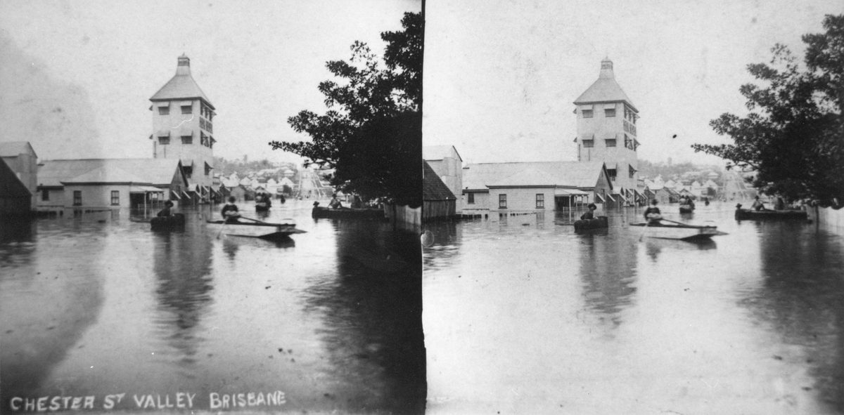 Floodwater, Chester Street, Fortitude Valley, Brisbane, 1890