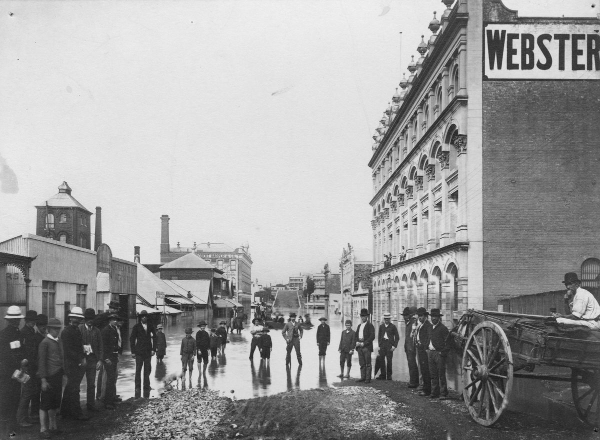 Floodwater near the corner of Mary and Edward Streets, Brisbane, 1890