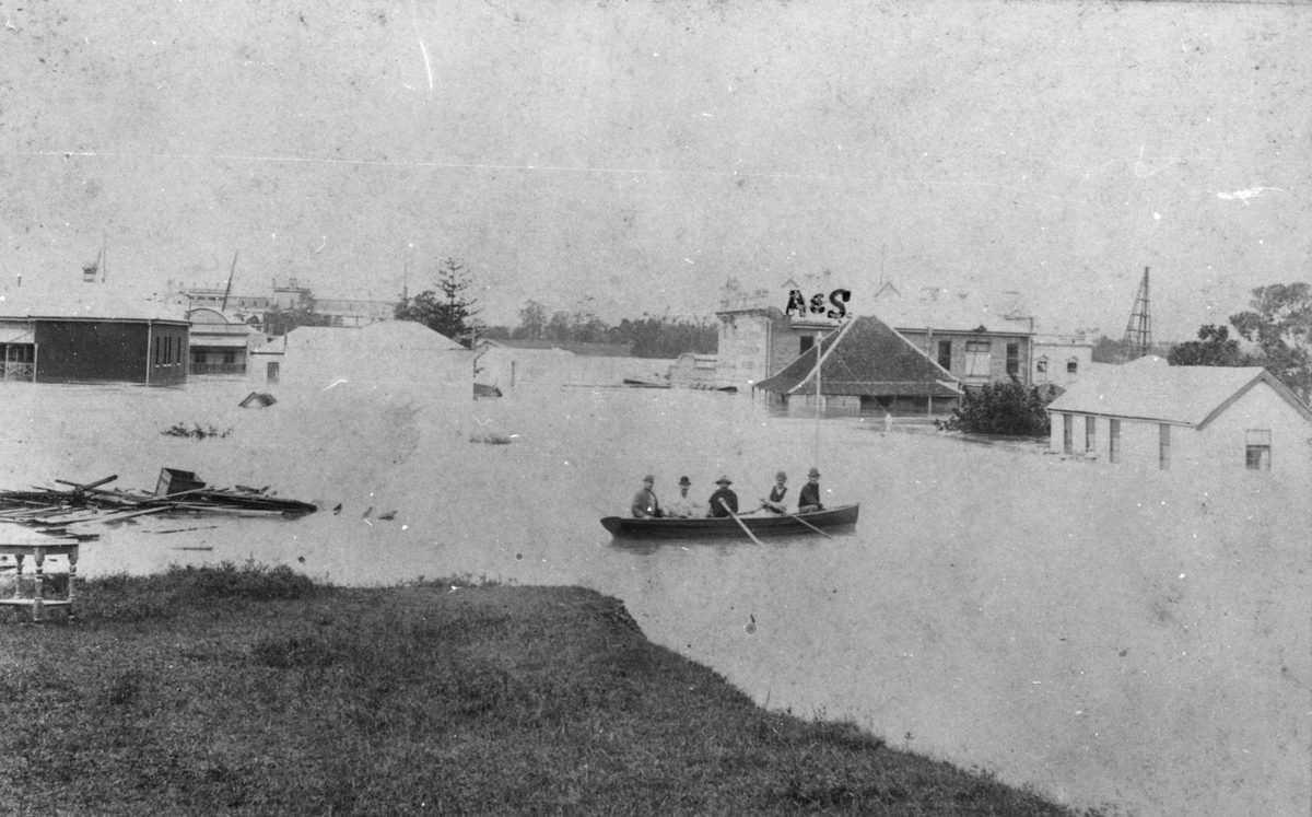 Brisbane floods, around Stanley Street, South Brisbane, 1893