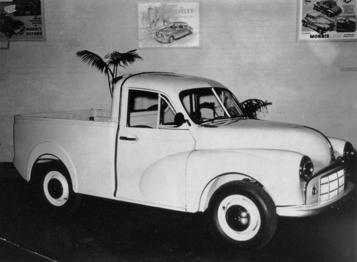 1954 Showroom photograph of the new Morris Minor utility.