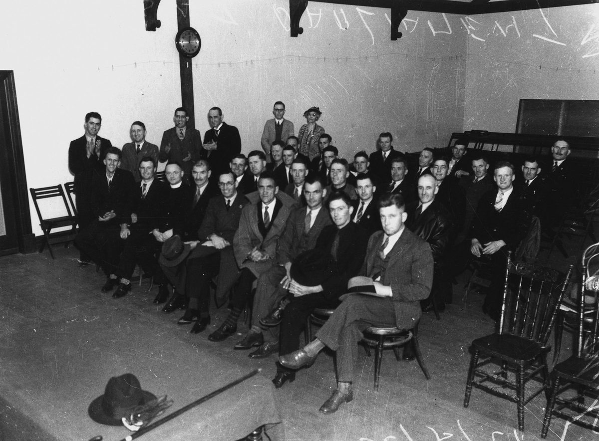 Members of the League of Social Justice who raided Parliament House appear in the Brisbane Police Court, 1939