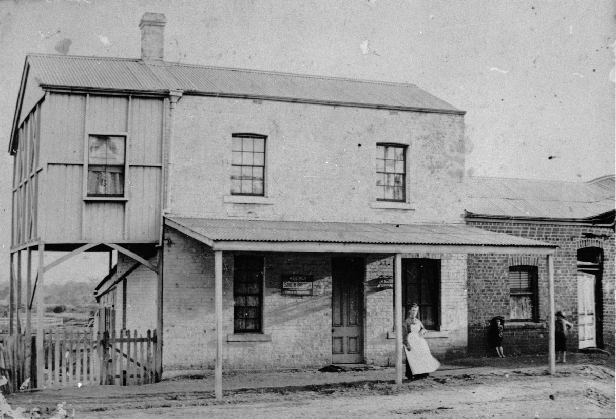 Matilda Elizabeth Roberts outside her home in Sandgate, 1902