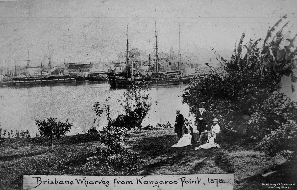 Brisbane Wharves from Kangaroo Point, 1878.