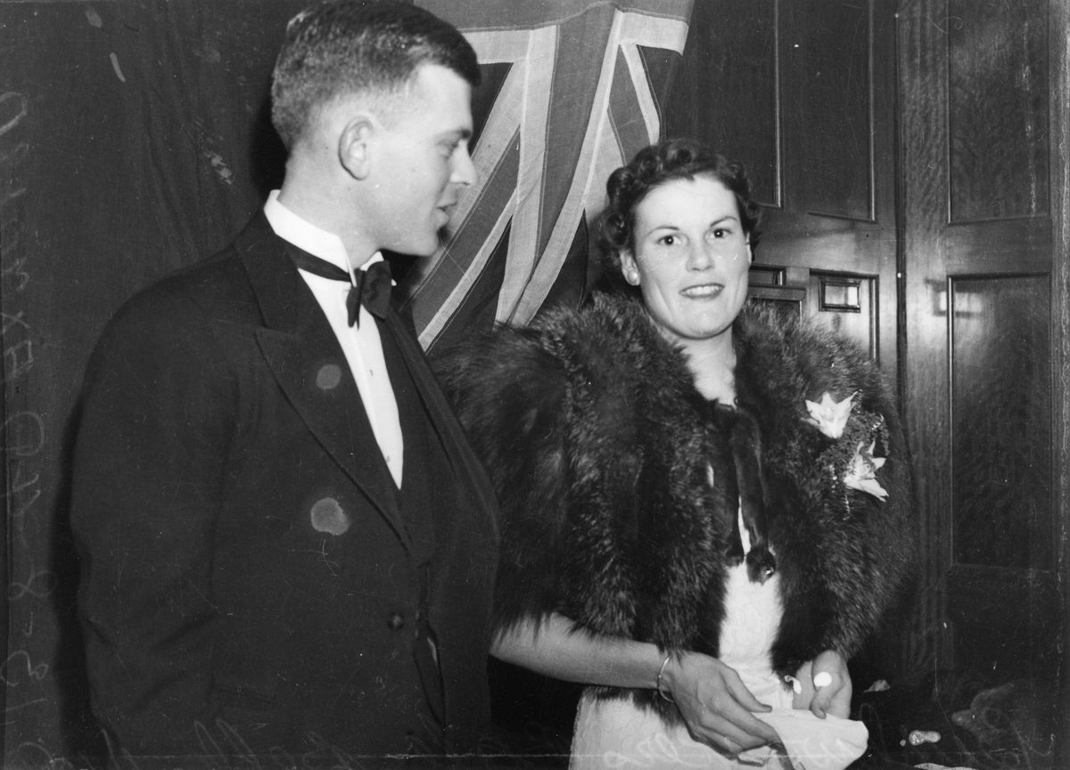 Young couple at the Bushwacker's Ball, Bellvue Hotel, Brisbane, 1940