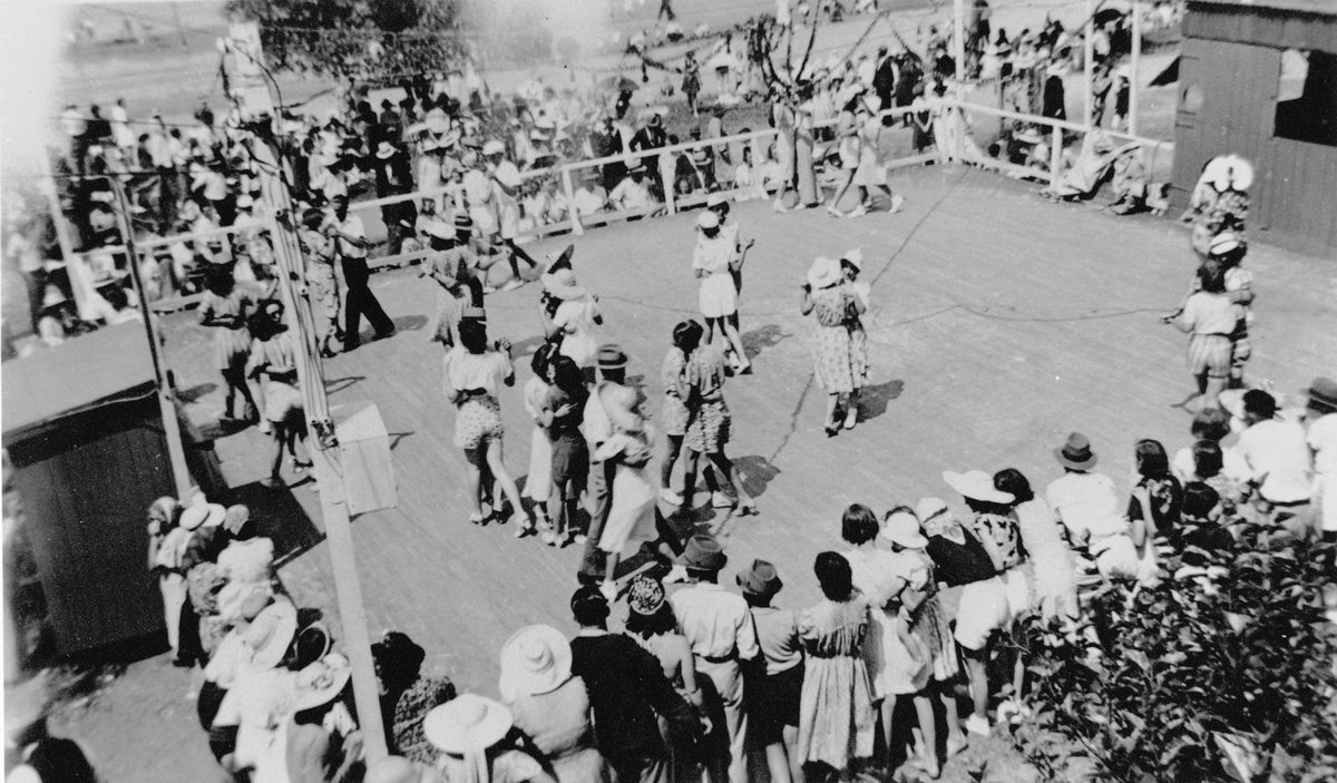 Dancing on an outdoor dance floor at Shorncliffe, Boxing Day, 1939