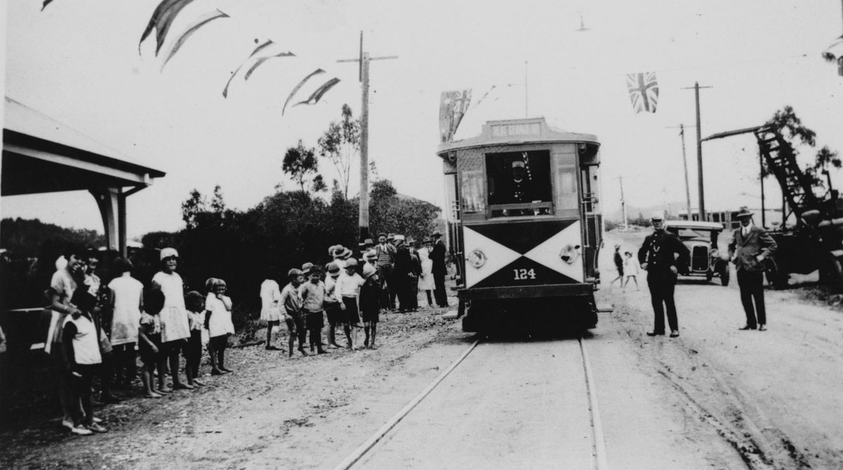 Official opening of the tram service at Rainworth, Brisbane, 1930