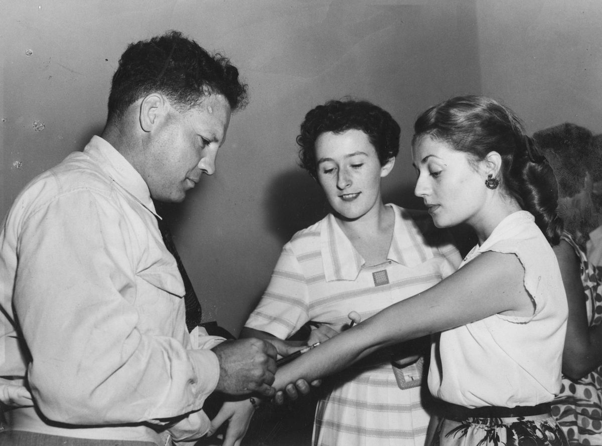 University student having a Mantoux test, St. Lucia, 1954