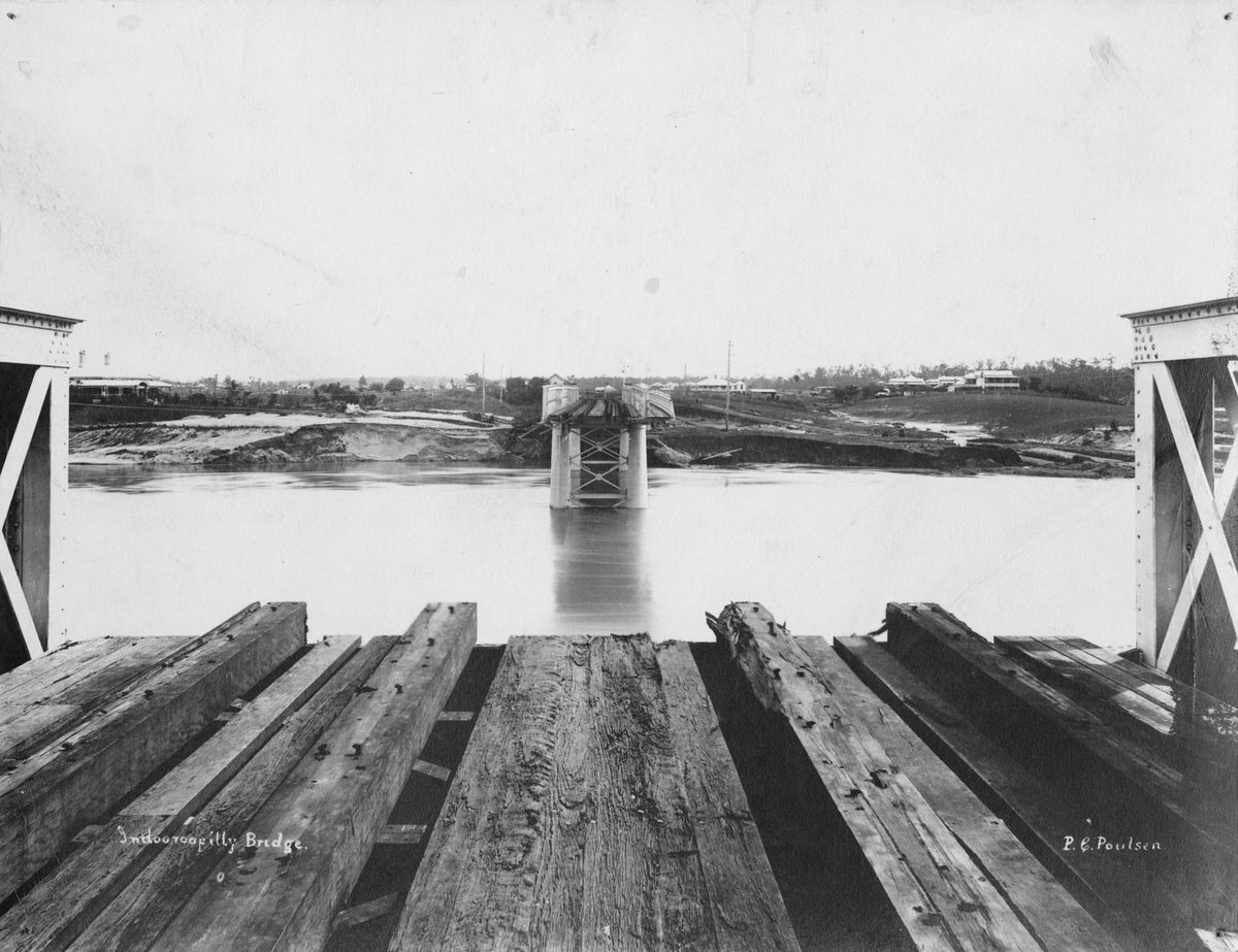 Indooroopilly Railway Bridge after being badly damaged by floodwaters, 1893