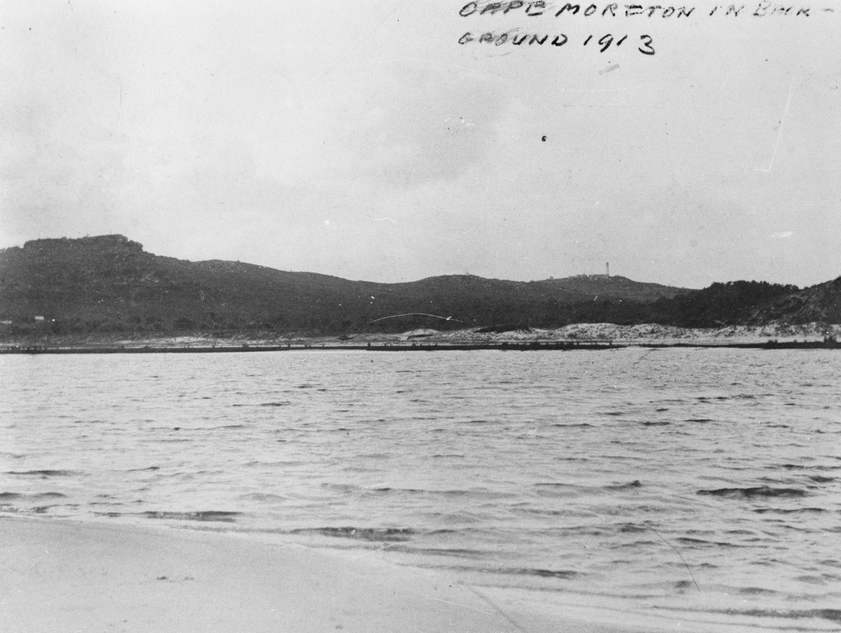 Moreton Island, looking towards Cape Moreton from the sea, 1913