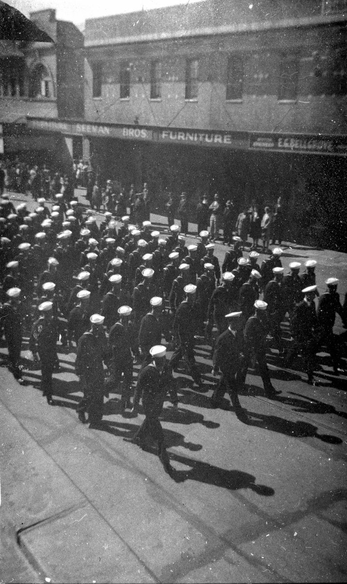 First American Naval Squadron marching in Wickham Street, Brisbane, 1941
