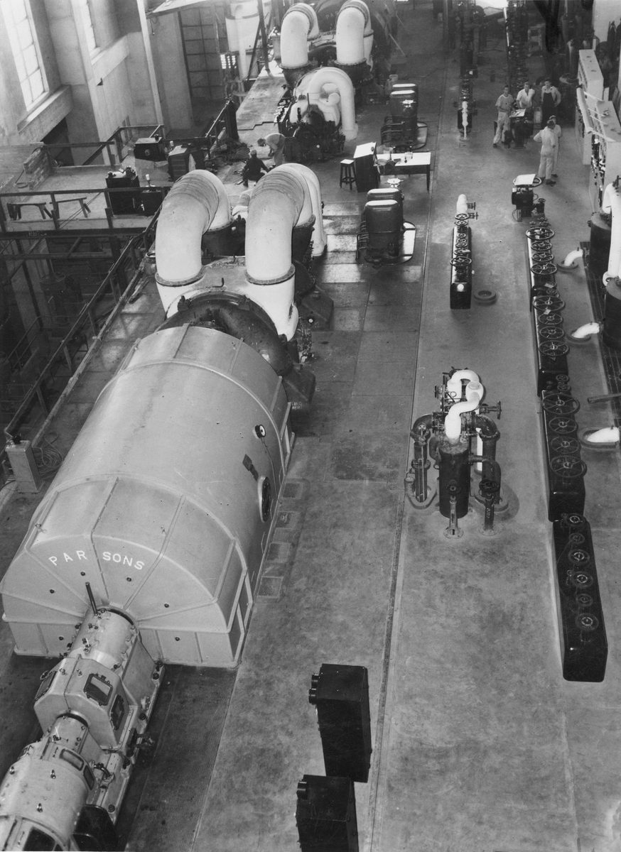 Turbine room at the Bulimba B Power Station, 1954