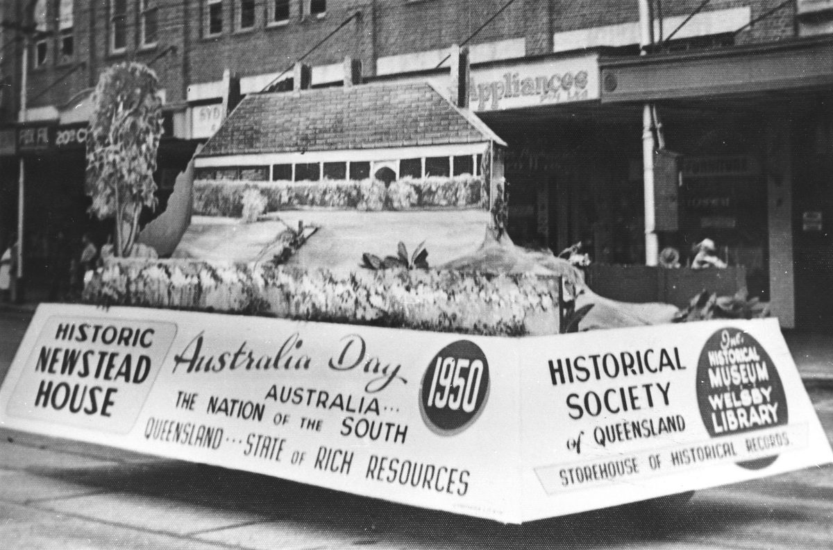 Historical Society of Queensland float on Australia Day, Brisbane, 1950