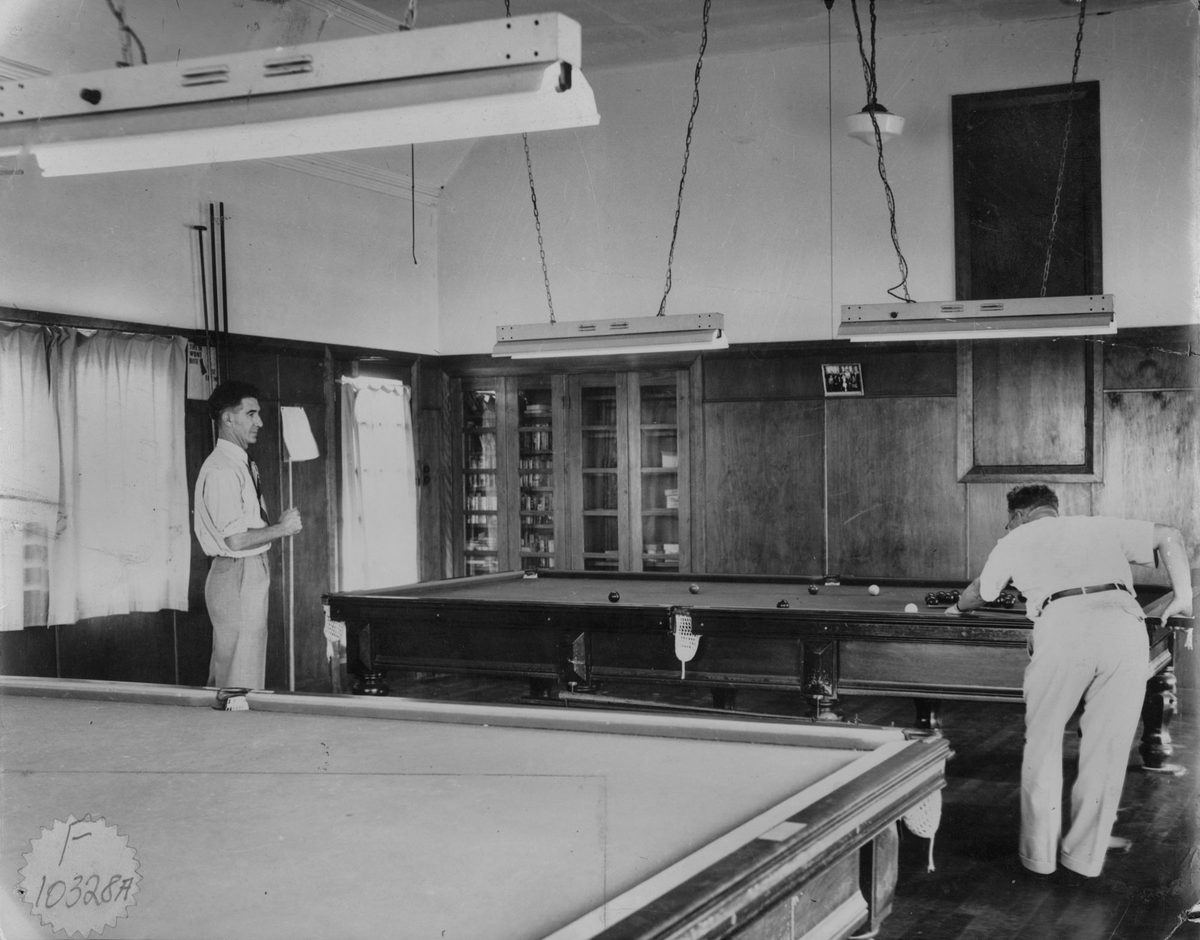 Billiard table in the recreation hall at the Kenmore Sanatorium, Brisbane, 1950