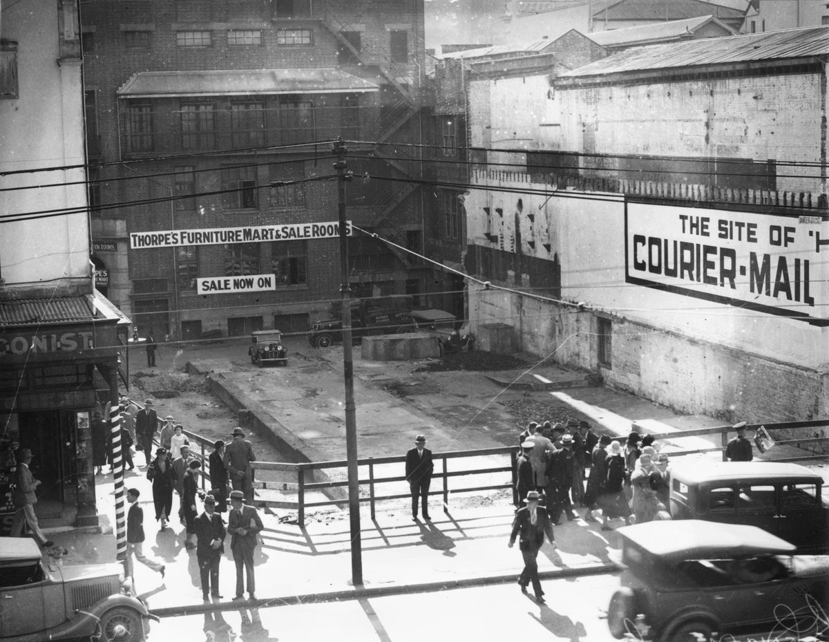 Vacant site for the construction of the future Courier Mail Building, Queen Street, Brisbane, 1935