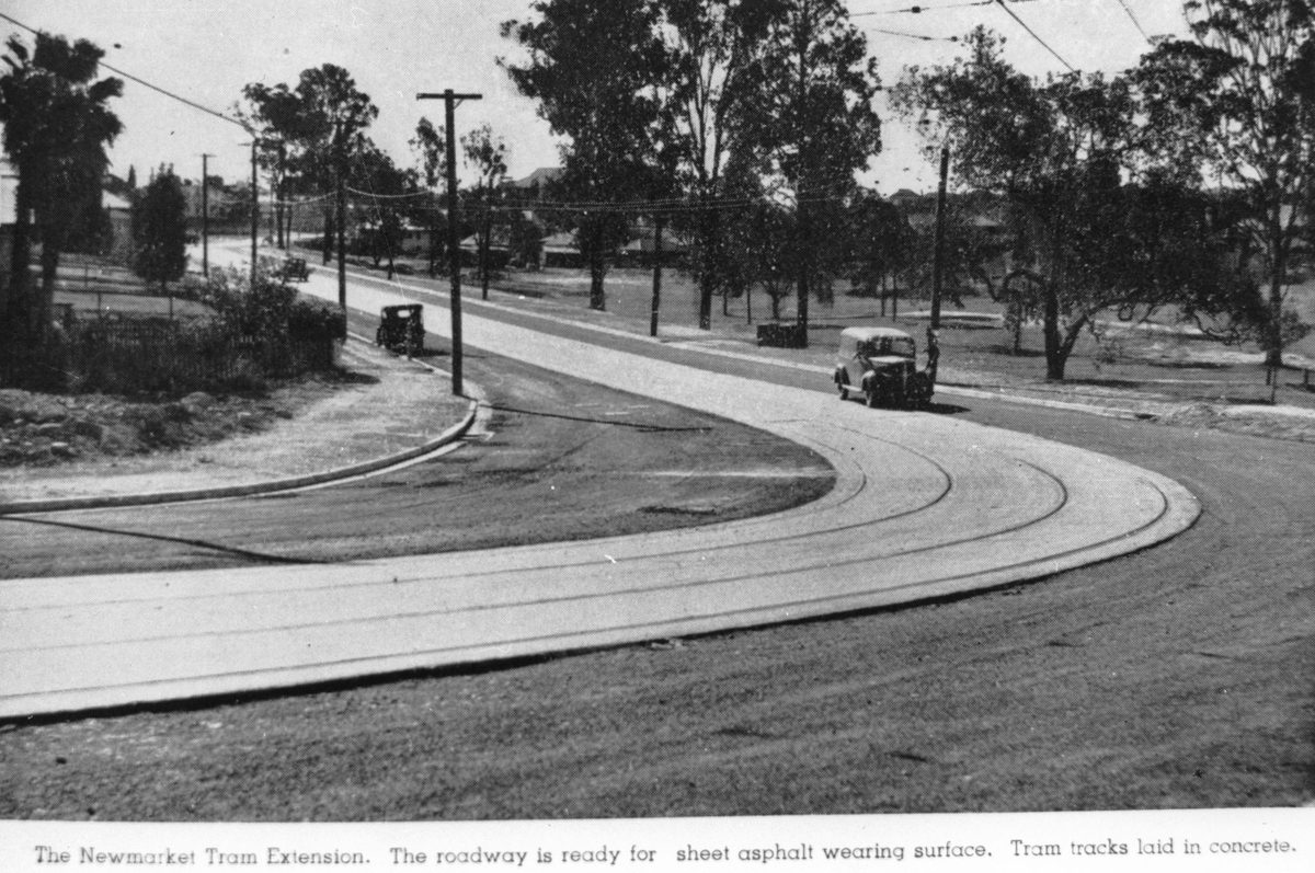 Tram extension to Newmarket, Brisbane, 1949