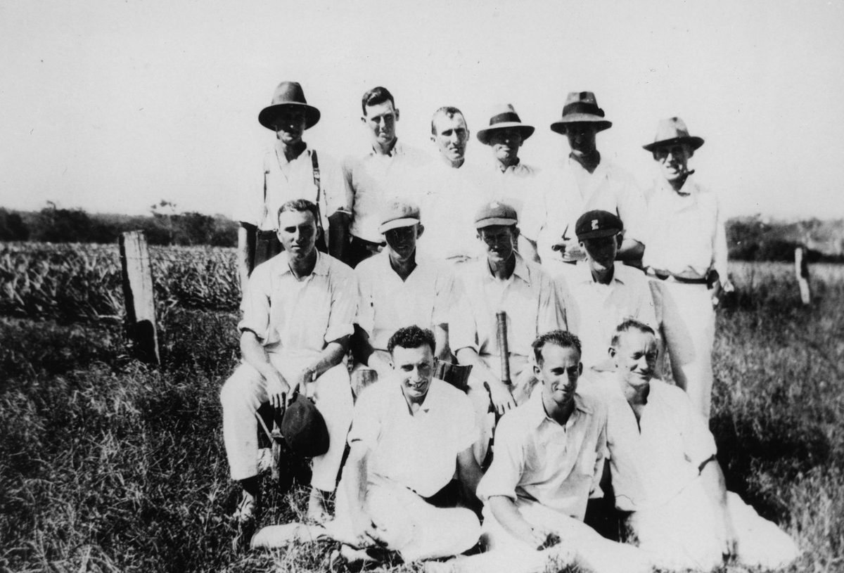 Brackenridge cricket team pose in Shane's Paddock, Brackenridge, Brisbane, 1926