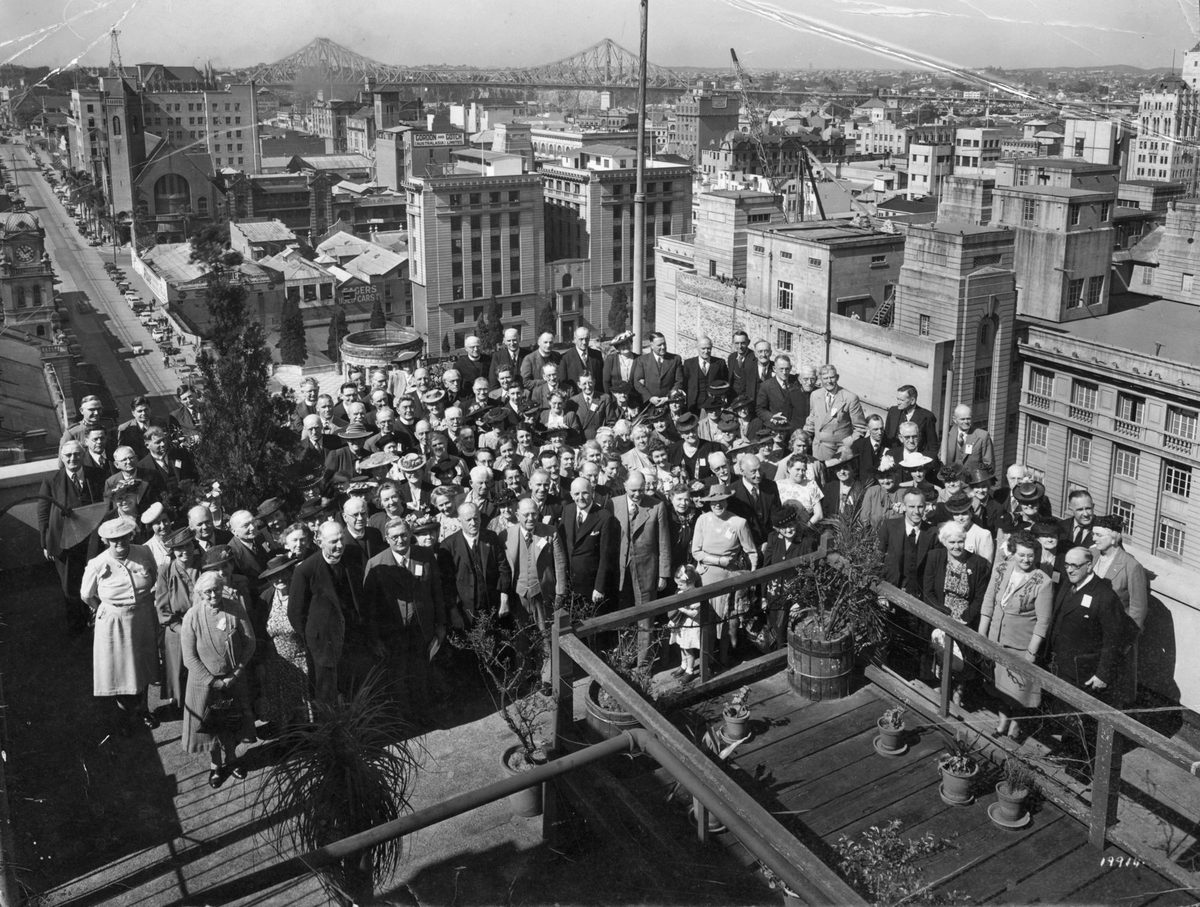 Delegates to the All Australian Temperance Convention on a city rooftop
