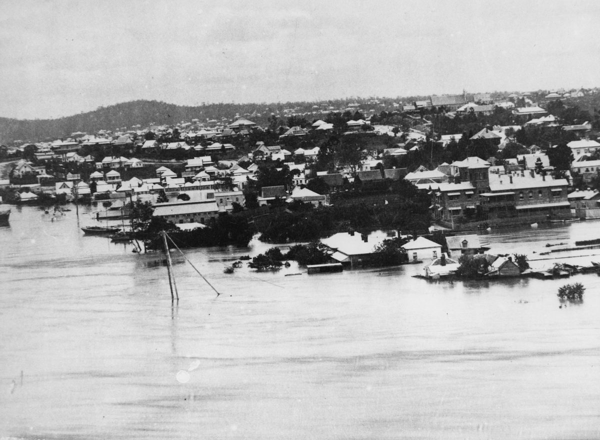 View of Kangaroo Point during the floods, Brisbane, 1893