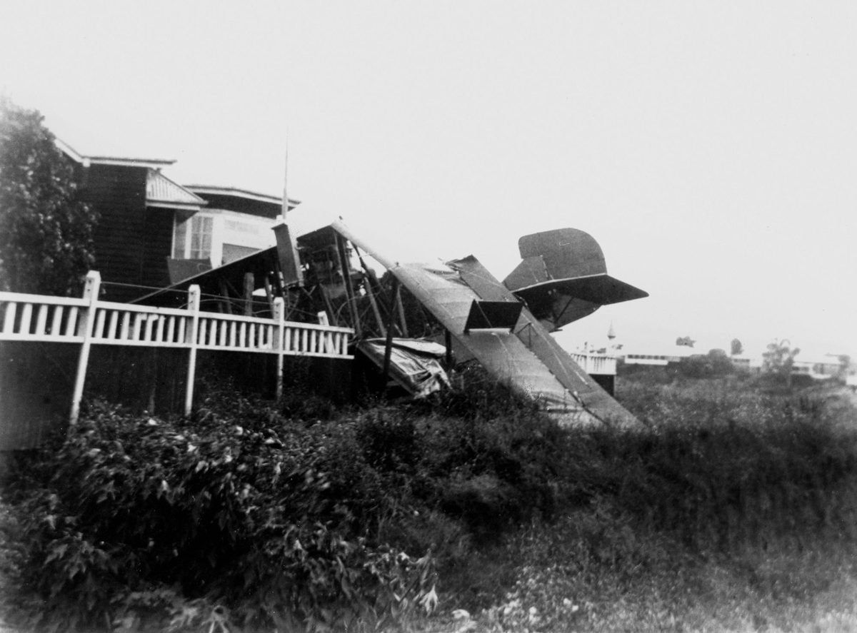 Seagull flying boat which crashed at New Farm, 1926